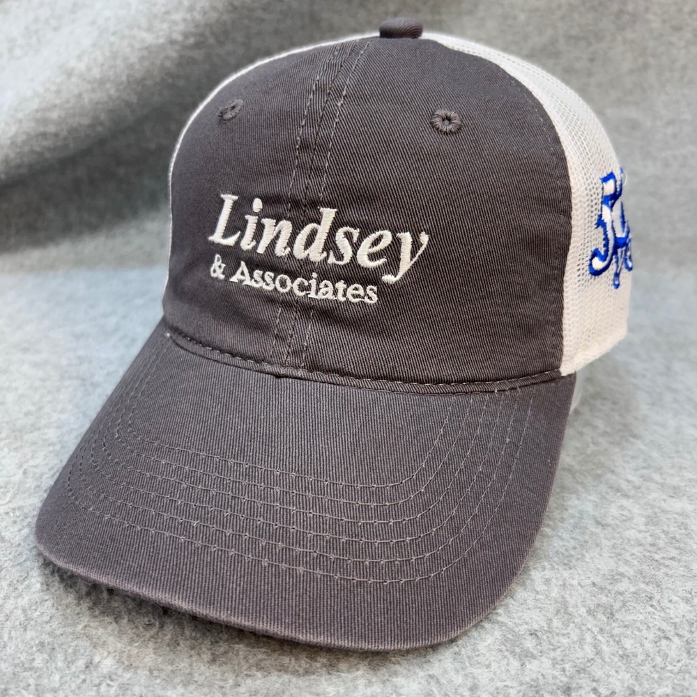 Lindsey & Associates Mens Gray Outdoor Cap Trucker Hat 50 Years Est 1973 OSFM